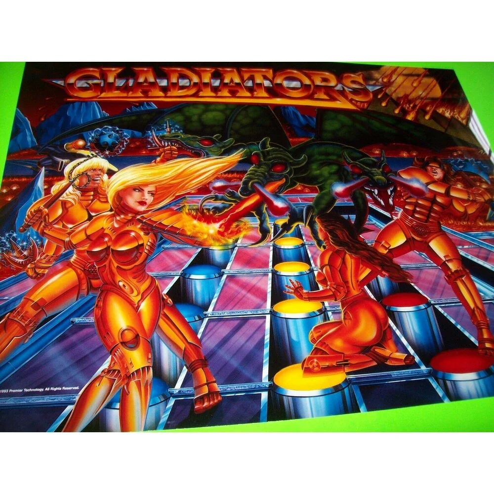 Gottlieb Gladiators Pinball Translite Art Original 1993 NOS Game Graphics